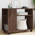 Casa si Gradina - Mobilier - Mese si birouri - Mese living - Masa laterala cu roti stejar maro 70x35x60 cm lemn compozit - Infinity.ro