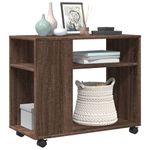 Casa si Gradina - Mobilier - Mese si birouri - Mese living - Masa laterala cu roti stejar maro 70x35x60 cm lemn compozit - Infinity.ro