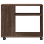 Casa si Gradina - Mobilier - Mese si birouri - Mese living - Masa laterala cu roti stejar maro 70x35x60 cm lemn compozit - Infinity.ro