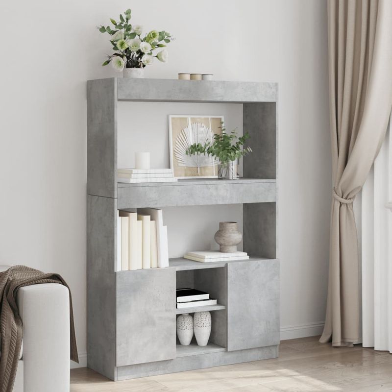 Casa si Gradina - Mobilier - Biblioteci si rafturi - Biblioteci - Dulap inalt, gri beton, 92x33x140 cm, lemn prelucrat - Infinity.ro
