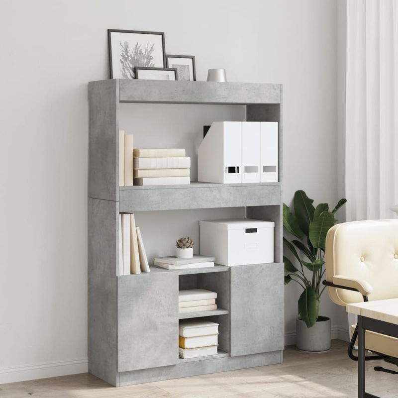 Casa si Gradina - Mobilier - Biblioteci si rafturi - Biblioteci - Dulap inalt, gri beton, 92x33x140 cm, lemn prelucrat - Infinity.ro