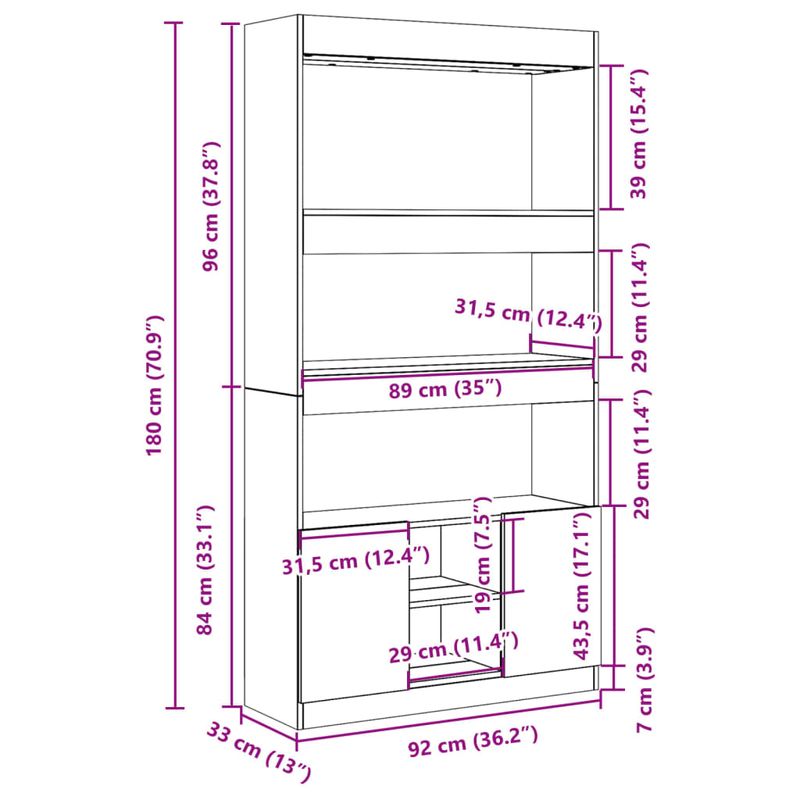 Casa si Gradina - Mobilier - Biblioteci si rafturi - Biblioteci - Dulap inalt, lemn vechi, 92x33x180 cm, lemn prelucrat - Infinity.ro