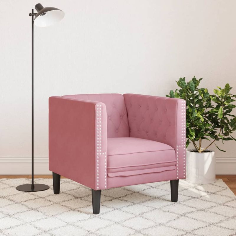 Casa si Gradina - Mobilier - Scaune si fotolii - Fotolii - Fotoliu Chesterfield, roz, catifea - Infinity.ro