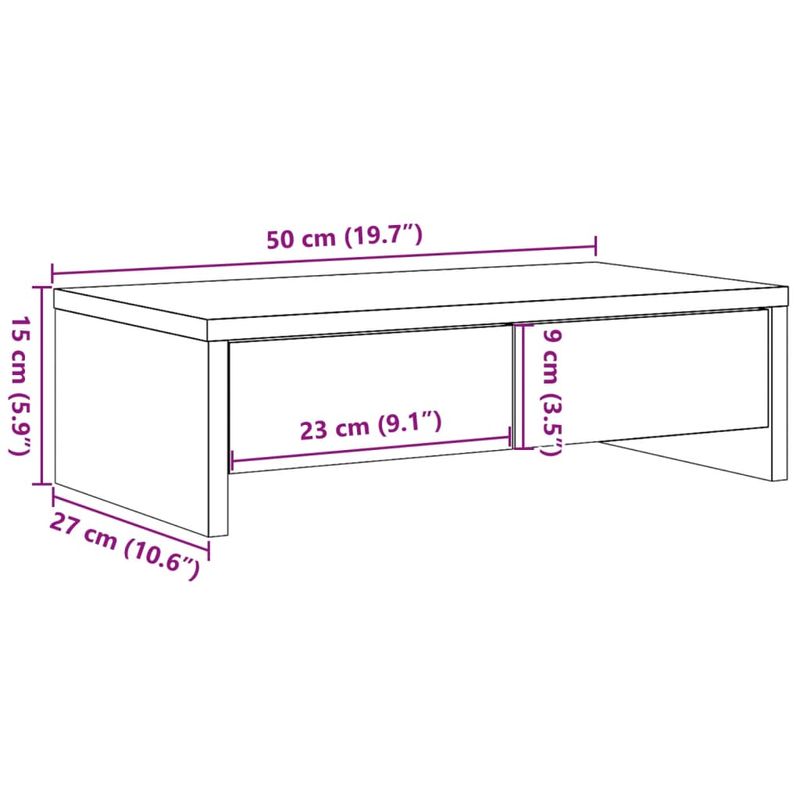 Laptop, Telefoane si Tablete - Laptopuri si accesorii - Accesorii Laptop - Standuri/Coolere notebook - Suport monitor cu sertare, stejar fumuriu, 50x27x15 cm, lemn - Infinity.ro