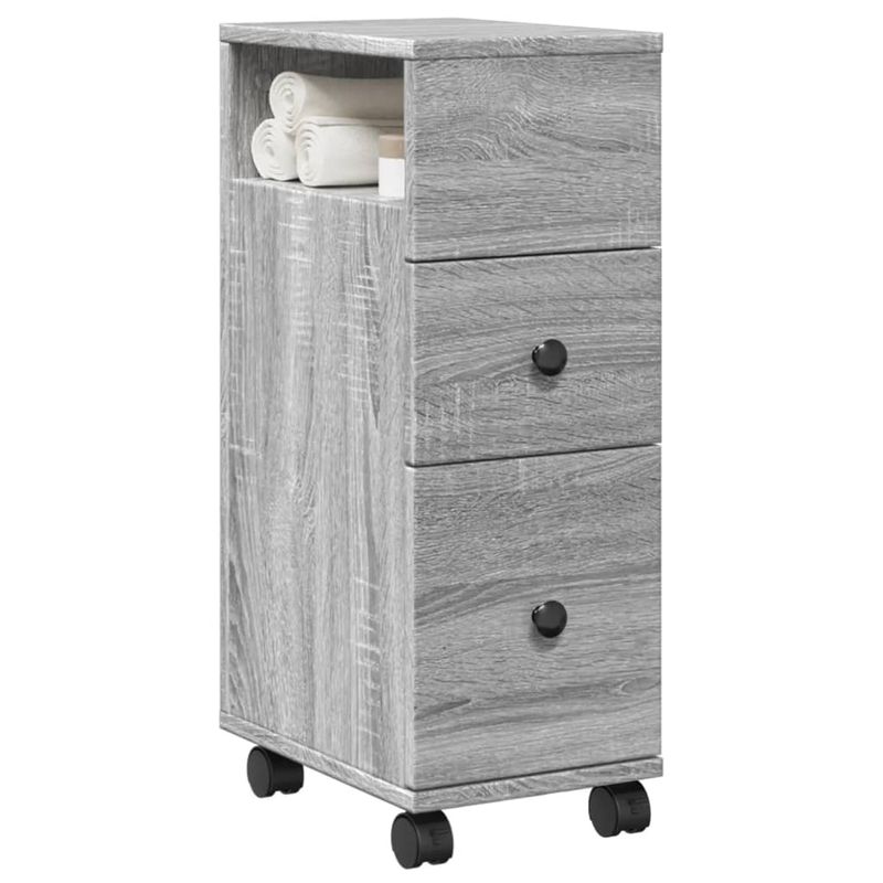 Casa si Gradina - Mobilier - Dulapuri si sifoniere - Dulapuri - Dulap de baie ingust cu roti, sonoma gri, lemn prelucrat - Infinity.ro