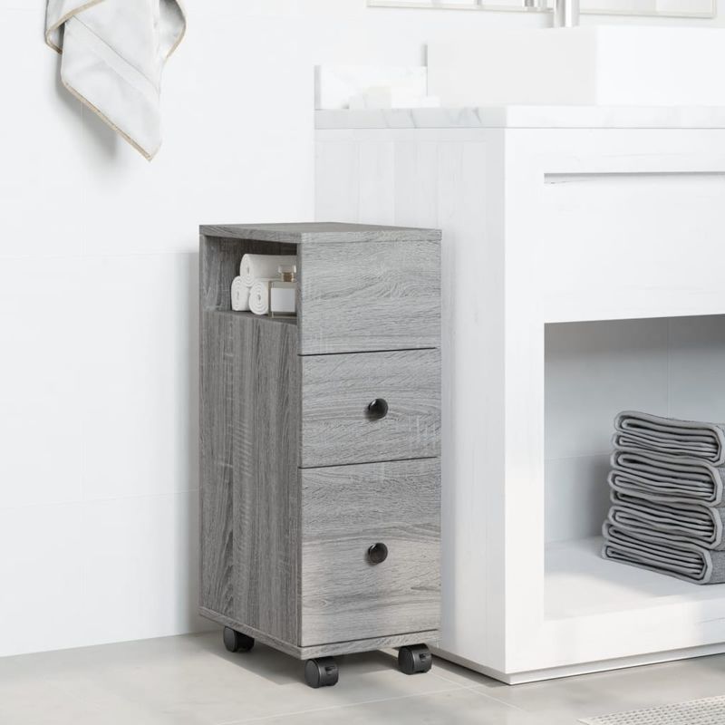 Casa si Gradina - Mobilier - Dulapuri si sifoniere - Dulapuri - Dulap de baie ingust cu roti, sonoma gri, lemn prelucrat - Infinity.ro