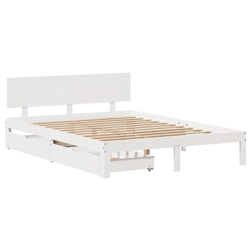 Casa si Gradina - Mobilier - Paturi si accesorii - Paturi - Cadru de pat cu sertare, alb, 150x200 cm, lemn masiv pin - Infinity.ro