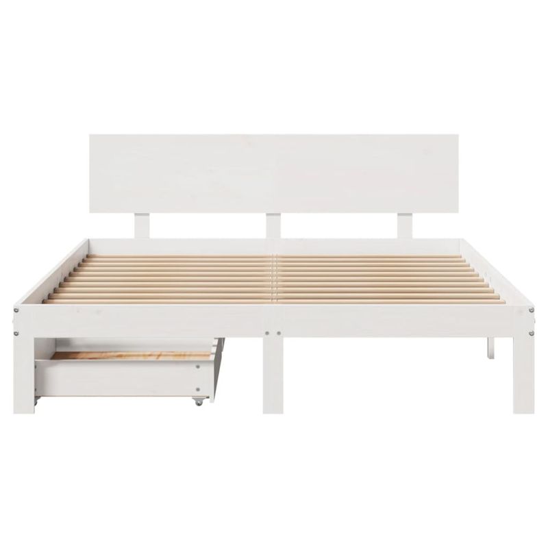 Casa si Gradina - Mobilier - Paturi si accesorii - Paturi - Cadru de pat cu sertare, alb, 150x200 cm, lemn masiv pin - Infinity.ro