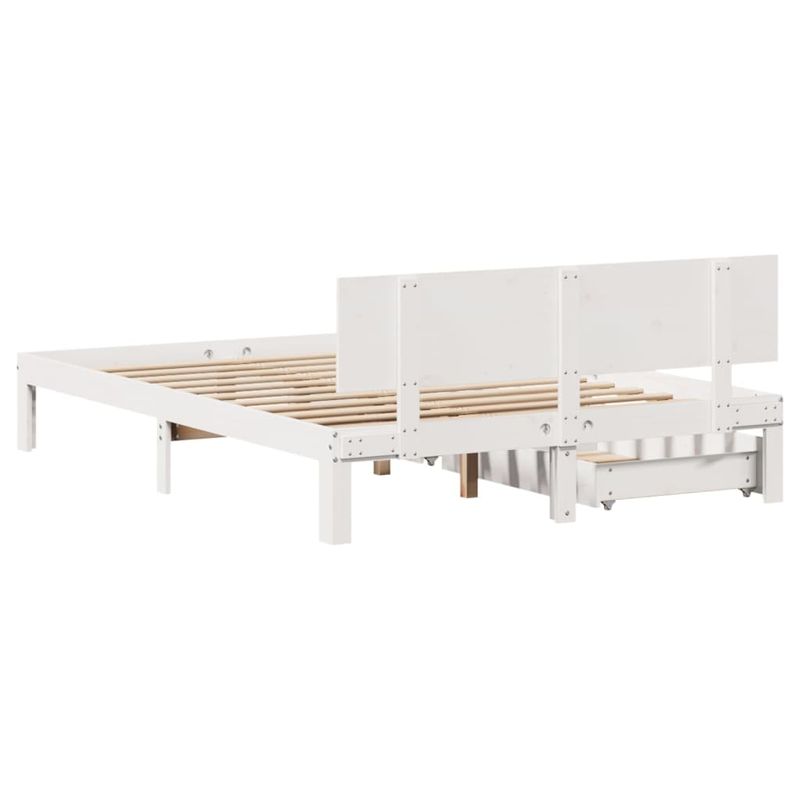 Casa si Gradina - Mobilier - Paturi si accesorii - Paturi - Cadru de pat cu sertare, alb, 150x200 cm, lemn masiv pin - Infinity.ro