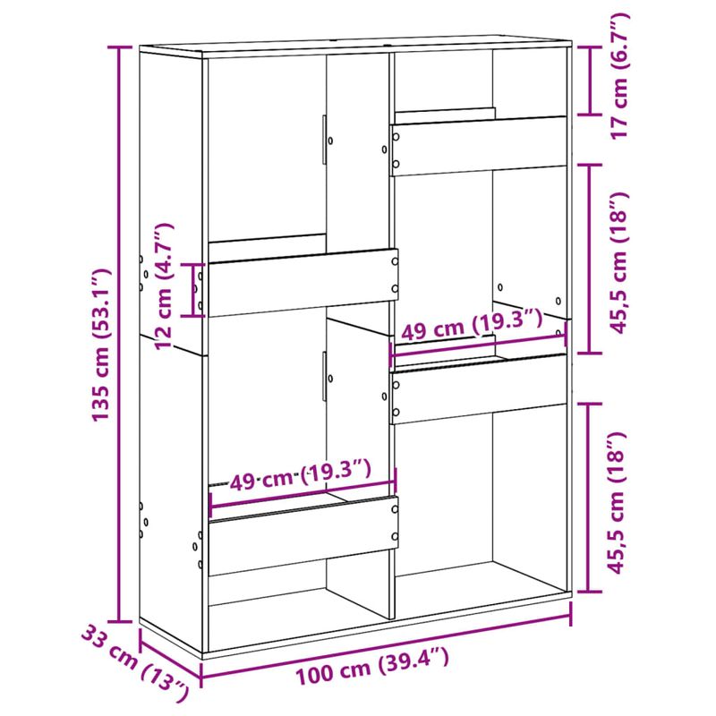 Casa si Gradina - Mobilier - Biblioteci si rafturi - Biblioteci - Separator camera, stejar maro, 100x33x135 cm, lemn prelucrat - Infinity.ro