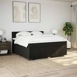 Casa si Gradina - Mobilier - Paturi si accesorii - Paturi - Pat box spring cu saltea, negru, 200x200 cm, textil - Infinity.ro