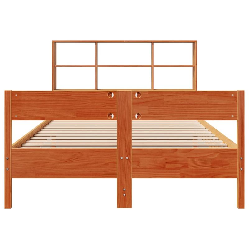 Casa si Gradina - Mobilier - Paturi si accesorii - Paturi - Pat cu biblioteca fara saltea maro 150x200 cm lemn masiv de pin - Infinity.ro