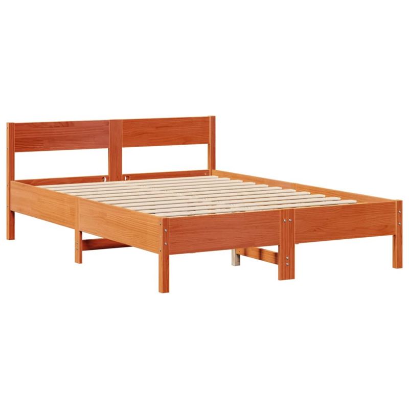 Casa si Gradina - Mobilier - Paturi si accesorii - Paturi - Pat cu biblioteca fara saltea maro 150x200 cm lemn masiv de pin - Infinity.ro