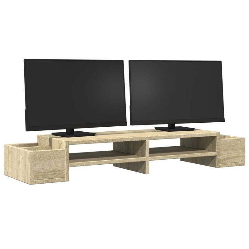 Laptop, Telefoane si Tablete - Laptopuri si accesorii - Accesorii Laptop - Standuri/Coolere notebook - Suport monitor cu depozitare, stejar sonoma, 100x27x15 cm, lemn - Infinity.ro