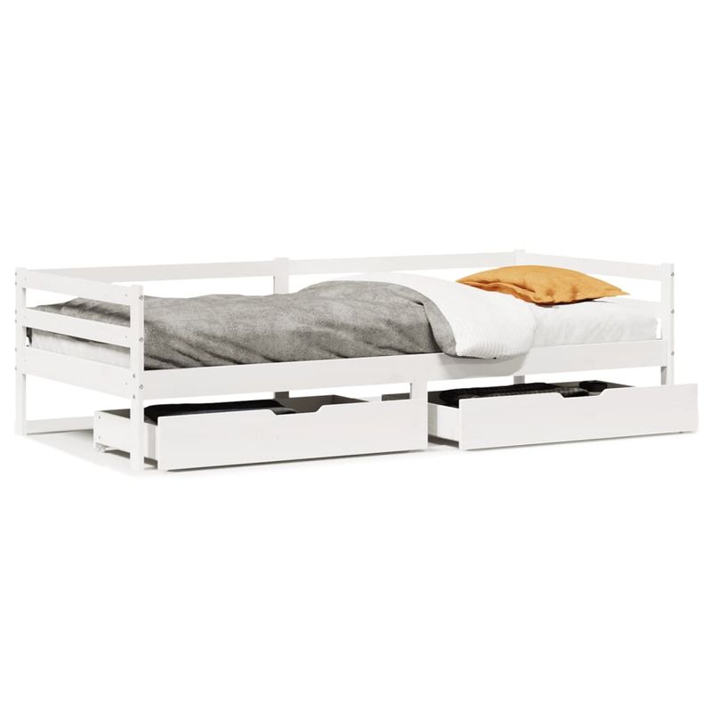 Casa si Gradina - Mobilier - Paturi si accesorii - Paturi - Pat de zi cu sertare, alb, 90x200 cm, lemn masiv pin - Infinity.ro