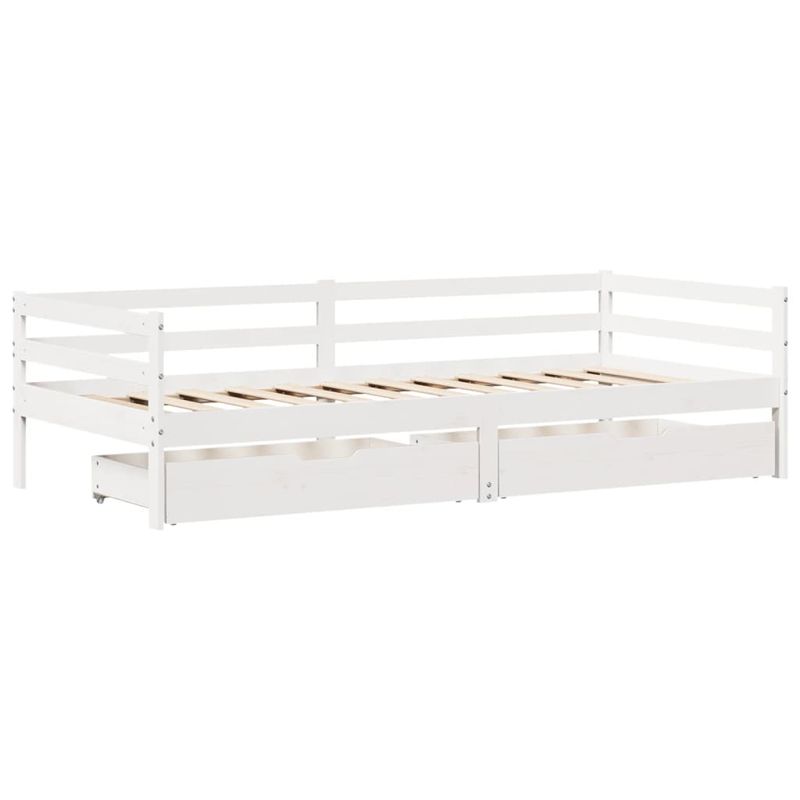 Casa si Gradina - Mobilier - Paturi si accesorii - Paturi - Pat de zi cu sertare, alb, 90x200 cm, lemn masiv pin - Infinity.ro