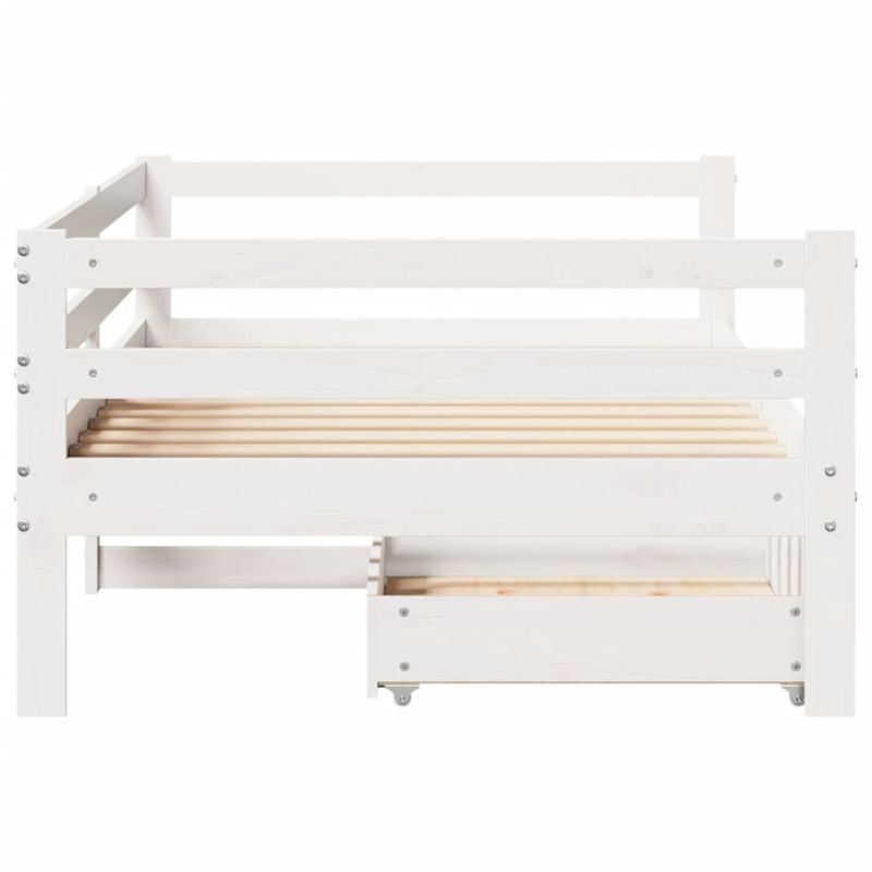 Casa si Gradina - Mobilier - Paturi si accesorii - Paturi - Pat de zi cu sertare, alb, 90x200 cm, lemn masiv pin - Infinity.ro