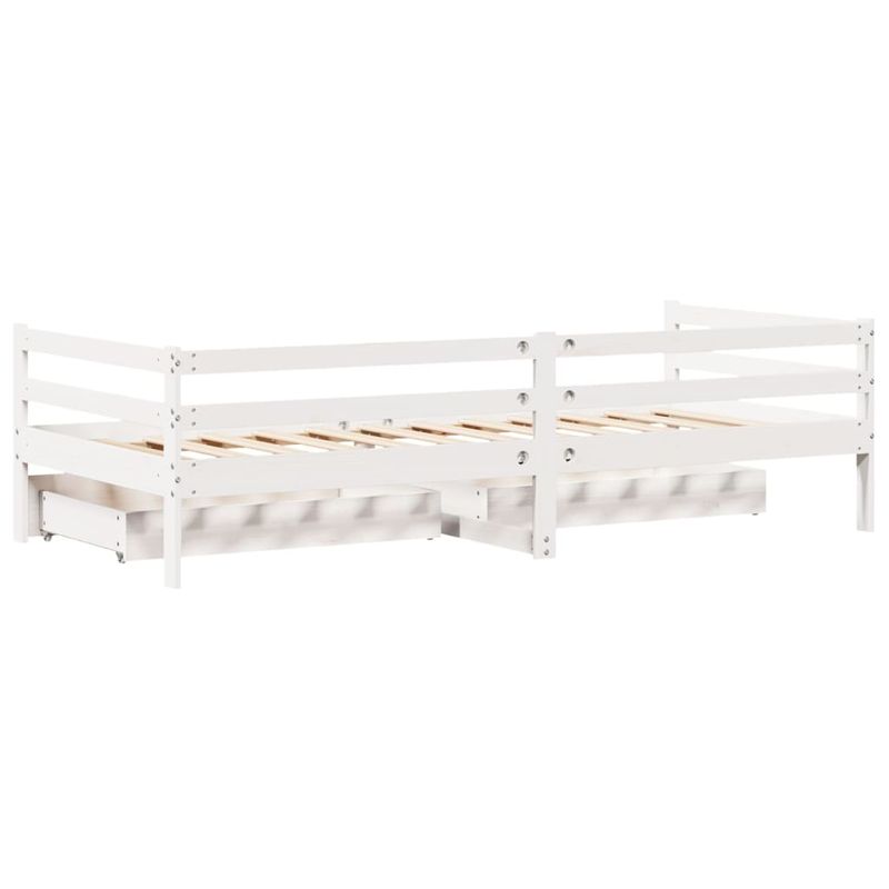 Casa si Gradina - Mobilier - Paturi si accesorii - Paturi - Pat de zi cu sertare, alb, 90x200 cm, lemn masiv pin - Infinity.ro