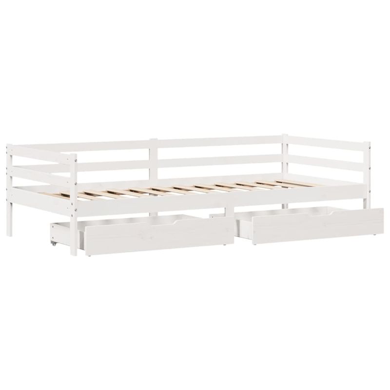 Casa si Gradina - Mobilier - Paturi si accesorii - Paturi - Pat de zi cu sertare, alb, 90x200 cm, lemn masiv pin - Infinity.ro