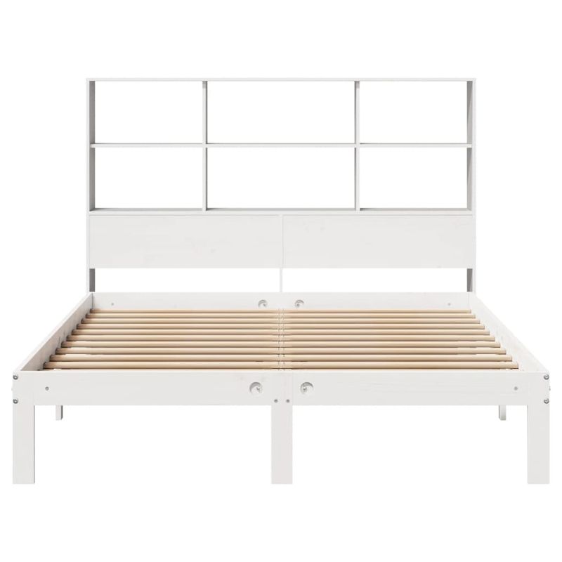 Casa si Gradina - Mobilier - Paturi si accesorii - Paturi - Pat cu biblioteca fara saltea, alb, 160x200 cm, lemn masiv pin - Infinity.ro