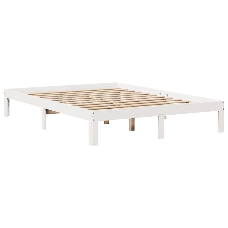 Casa si Gradina - Mobilier - Paturi si accesorii - Paturi - Pat cu biblioteca fara saltea, alb, 160x200 cm, lemn masiv pin - Infinity.ro