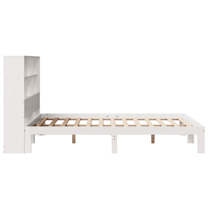 Casa si Gradina - Mobilier - Paturi si accesorii - Paturi - Pat cu biblioteca fara saltea, alb, 160x200 cm, lemn masiv pin - Infinity.ro
