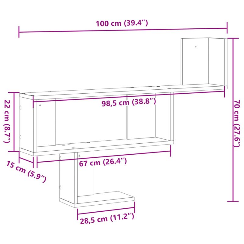 Casa si Gradina - Mobilier - Biblioteci si rafturi - Rafturi - Raft de perete, lemn artizanal, 100x15x70 cm, lemn prelucrat - Infinity.ro