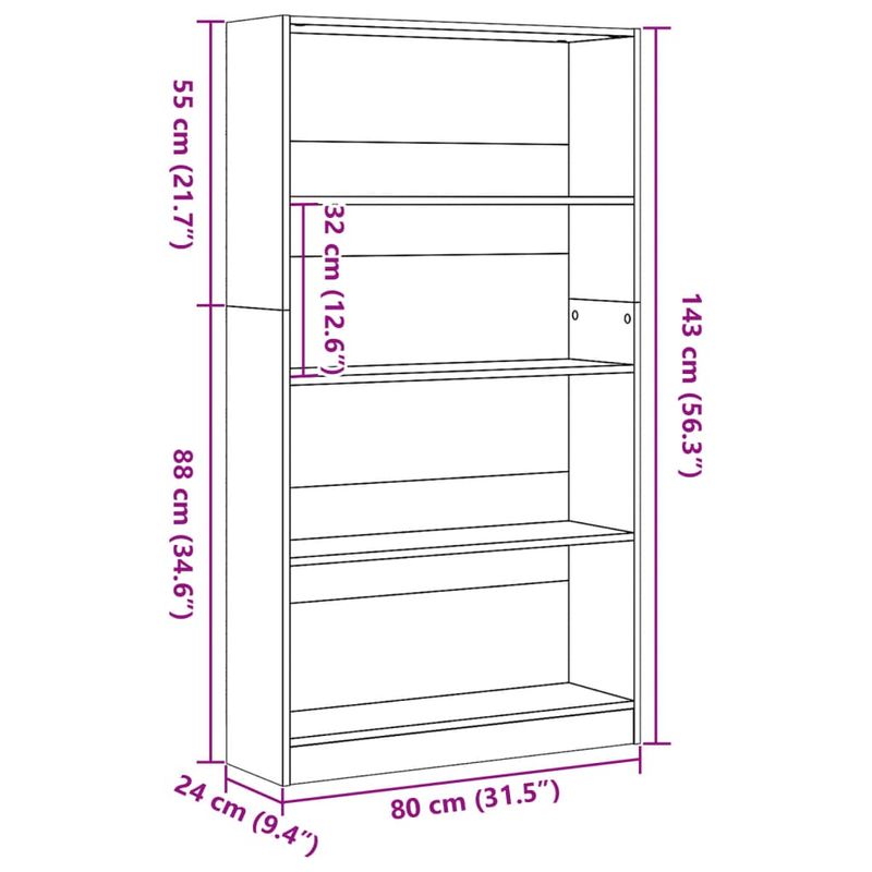 Casa si Gradina - Mobilier - Biblioteci si rafturi - Biblioteci - Biblioteca, stejar maro, 80x24x143 cm, lemn prelucrat - Infinity.ro