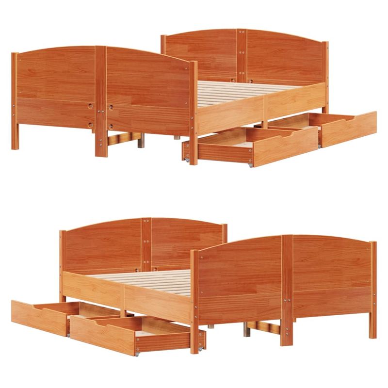 Casa si Gradina - Mobilier - Paturi si accesorii - Paturi - Cadru pat fara saltea, maro ceruit, 120x190 cm, lemn masiv pin - Infinity.ro
