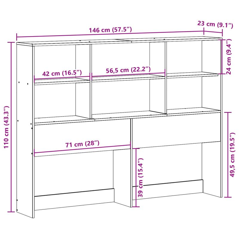 Casa si Gradina - Mobilier - Paturi si accesorii - Accesorii paturi - Tablie de pat cu depozitare alb 140 cm lemn masiv de pin - Infinity.ro
