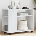 Casa si Gradina - Mobilier - Mese si birouri - Mese living - Masuta laterala cu roti, alb/maro, 70x35x60 cm lemn prelucrat - Infinity.ro
