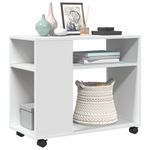 Casa si Gradina - Mobilier - Mese si birouri - Mese living - Masuta laterala cu roti, alb/maro, 70x35x60 cm lemn prelucrat - Infinity.ro