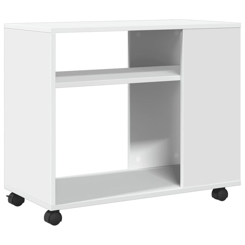 Casa si Gradina - Mobilier - Mese si birouri - Mese living - Masuta laterala cu roti, alb/maro, 70x35x60 cm lemn prelucrat - Infinity.ro