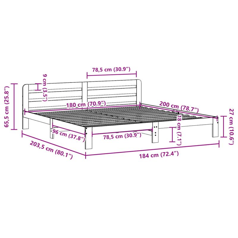 Casa si Gradina - Mobilier - Paturi si accesorii - Paturi - Cadru de pat fara saltea, alb, 180x200 cm, lemn masiv pin - Infinity.ro