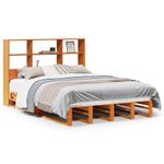 Casa si Gradina - Mobilier - Paturi si accesorii - Paturi - Pat cu biblioteca fara saltea maro ceruit 160x200 cm lemn masiv - Infinity.ro