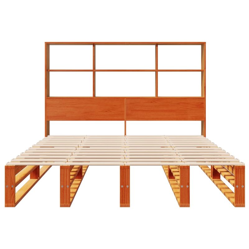 Casa si Gradina - Mobilier - Paturi si accesorii - Paturi - Pat cu biblioteca fara saltea maro ceruit 160x200 cm lemn masiv - Infinity.ro