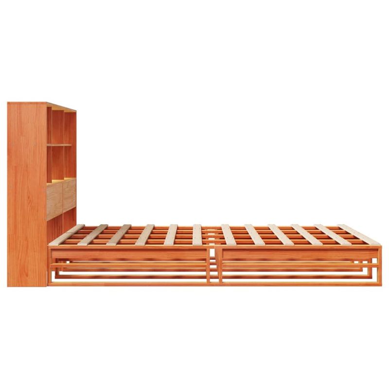 Casa si Gradina - Mobilier - Paturi si accesorii - Paturi - Pat cu biblioteca fara saltea maro ceruit 160x200 cm lemn masiv - Infinity.ro