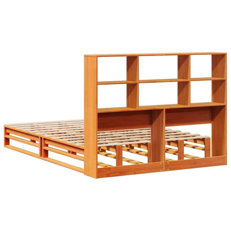 Casa si Gradina - Mobilier - Paturi si accesorii - Paturi - Pat cu biblioteca fara saltea maro ceruit 160x200 cm lemn masiv - Infinity.ro