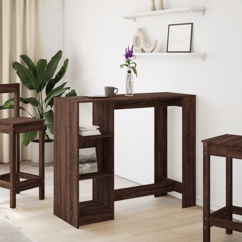 Casa si Gradina - Mobilier - Mese si birouri - Mese bucatarie si dining - Masa bar cu raft, stejar maro, 124x46x103,5 cm, lemn prelucrat - Infinity.ro