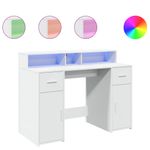Casa si Gradina - Mobilier - Mese si birouri - Birouri - Birou cu lumini LED, alb, 120x55x91 cm, lemn prelucrat - Infinity.ro
