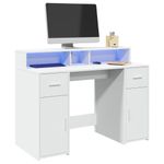 Casa si Gradina - Mobilier - Mese si birouri - Birouri - Birou cu lumini LED, alb, 120x55x91 cm, lemn prelucrat - Infinity.ro