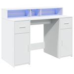 Casa si Gradina - Mobilier - Mese si birouri - Birouri - Birou cu lumini LED, alb, 120x55x91 cm, lemn prelucrat - Infinity.ro