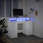 Casa si Gradina - Mobilier - Mese si birouri - Birouri - Birou cu lumini LED, alb, 120x55x91 cm, lemn prelucrat - Infinity.ro