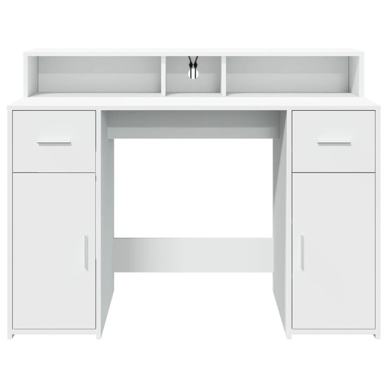 Casa si Gradina - Mobilier - Mese si birouri - Birouri - Birou cu lumini LED, alb, 120x55x91 cm, lemn prelucrat - Infinity.ro
