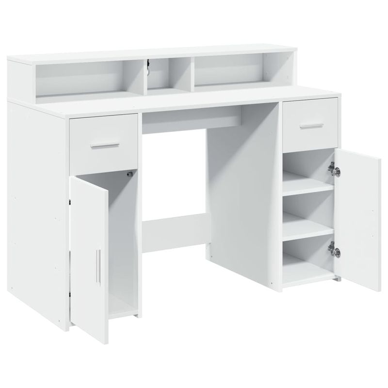 Casa si Gradina - Mobilier - Mese si birouri - Birouri - Birou cu lumini LED, alb, 120x55x91 cm, lemn prelucrat - Infinity.ro