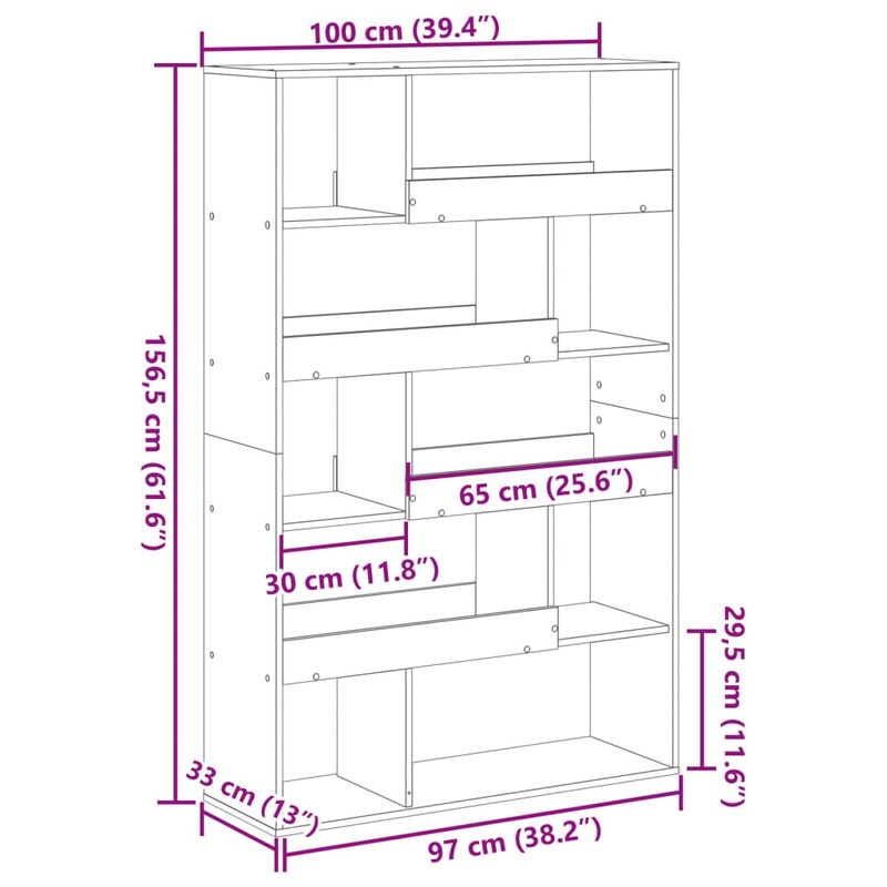 Casa si Gradina - Mobilier - Biblioteci si rafturi - Biblioteci - Separator camera stejar artizanal 100x33x156,5cm lemn prelucrat - Infinity.ro