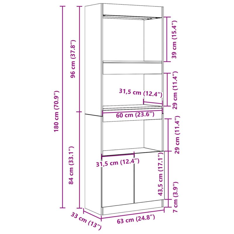 Casa si Gradina - Mobilier - Biblioteci si rafturi - Biblioteci - Dulap inalt, stejar fumuriu, 63x33x180 cm, lemn prelucrat - Infinity.ro