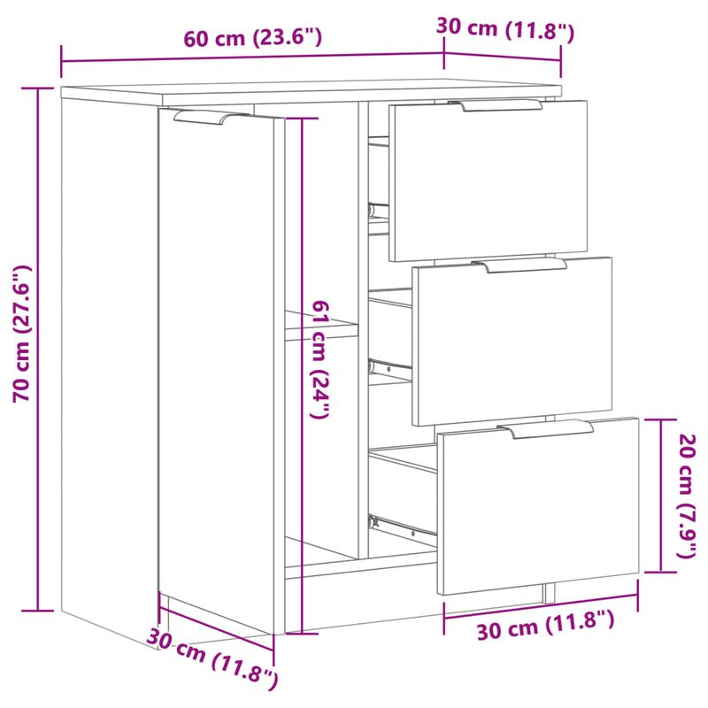 Casa si Gradina - Mobilier - Comode si corpuri - Comode - Dulap, stejar artizanal, 60x30x70 cm, lemn prelucrat - Infinity.ro