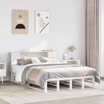 Casa si Gradina - Mobilier - Paturi si accesorii - Paturi - Pat cu biblioteca fara saltea, alb, 150x200 cm, lemn masiv - Infinity.ro