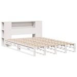 Casa si Gradina - Mobilier - Paturi si accesorii - Paturi - Pat cu biblioteca fara saltea, alb, 150x200 cm, lemn masiv - Infinity.ro
